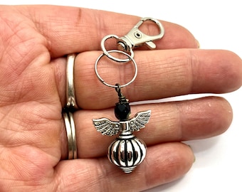 Gothic Angel Key Chain, Punk Goth Angel Clip On Charm