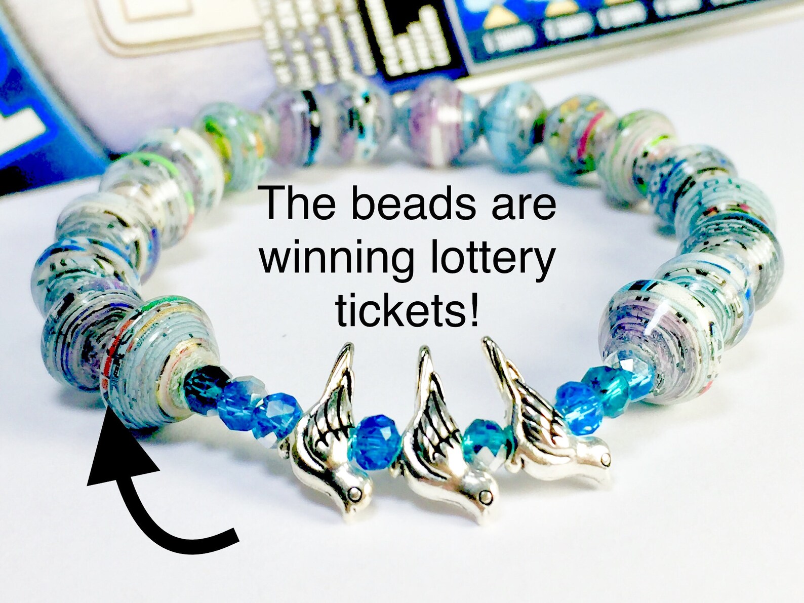 Lucky beads stretch bracelets bird bracelet paper bead Etsy