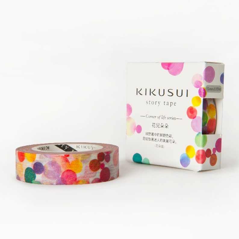 KIKUSUI Washi Masking Tape Flowers Red 15mm x 15m for Planner Scrapbook Gift Wrap Craft Decor DIY MT Border