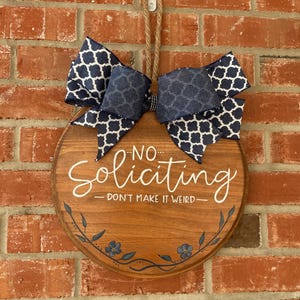 Hand-Painted No Soliciting Wooden Sign: Humorous Home Decor