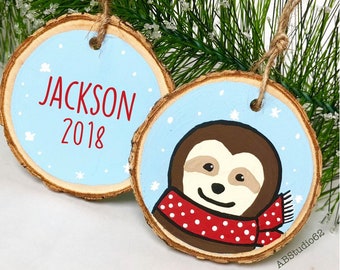 Sloth Ornament, Sloth Christmas Tree Decorations, Sloth Gift,  Sloth Decoration, Christmas Sloth, Personalized Christmas Ornament