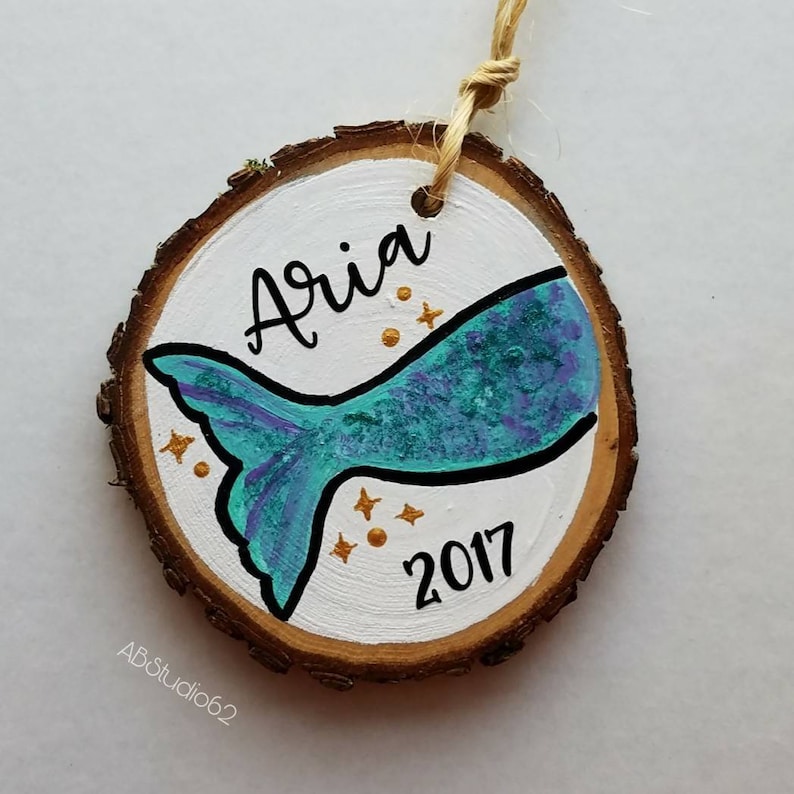 Mermaid Christmas Ornament, Mermaid Ornament, Personalized Mermaid Ornament, Little Girl Ornament, Mermaid Decor, Girls Mermaid Gift image 1