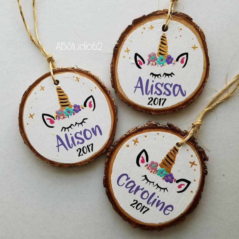 Unicorn Ornament Personalized, Unicorn Christmas Ornament, Little Girl Ornament Personalized, Unicorn Decoration image 2