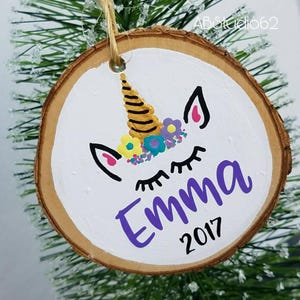 Unicorn Ornament Personalized, Unicorn Christmas Ornament, Little Girl Ornament Personalized, Unicorn Decoration image 4