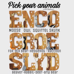 Hand Painted Woodland Nursery Wooden Letters: Animal Decor image 5