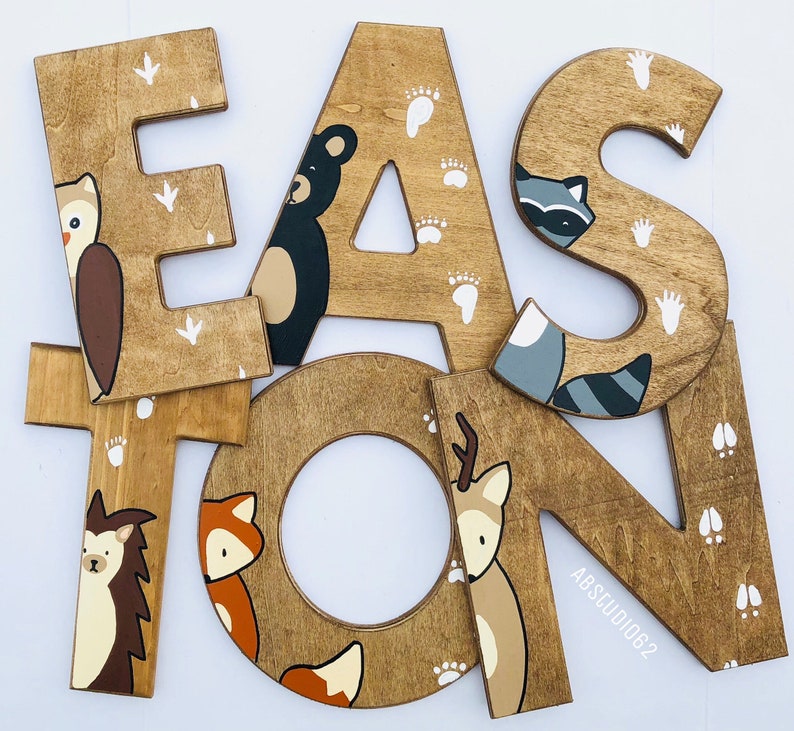 Wooden Letters for Nursery Woodland Nursery Decor Hand Etsy