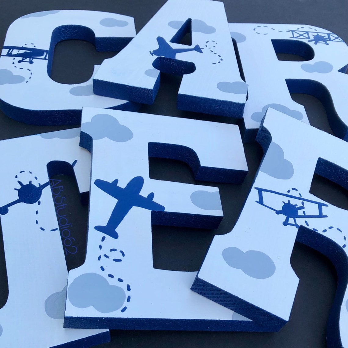 Vintage Airplane Nursery Decor: Hand-painted Wooden Letters - Etsy
