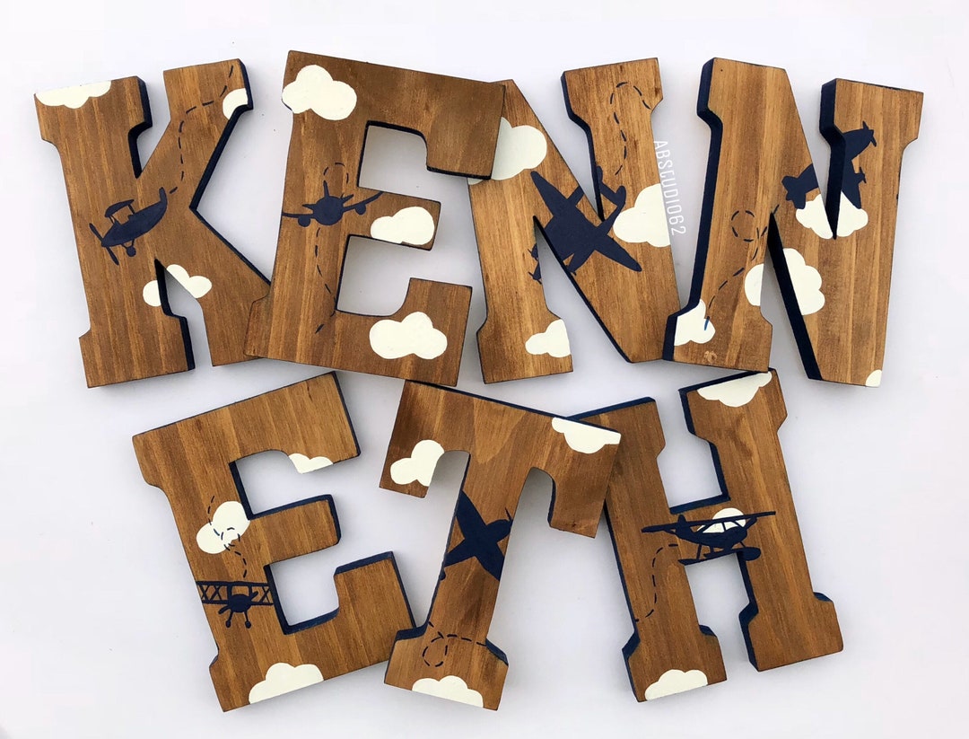 Airplane Nursery Decor, Wooden Letters for Nursery, Vintage Airplane ...