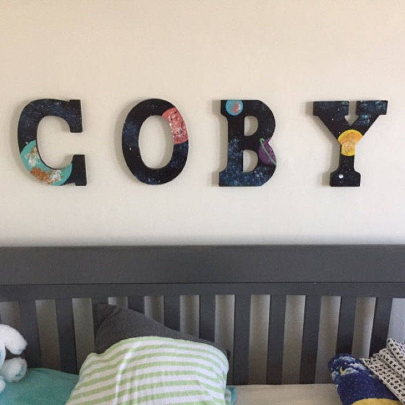 Space Nursery Decor Wooden Letters for Nursery Boy Nursery Etsy