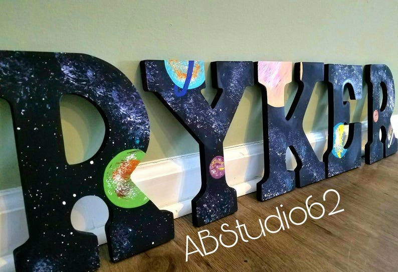 Space Nursery Decor Wooden Letters for Nursery Boy Nursery Etsy