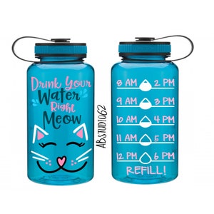 Motivational Water Bottle, Water Intake Tracker, Exercise Water Bottle, Work Out Bottle, Personalized Bottle, Cat Lover Gift, Drink more image 2