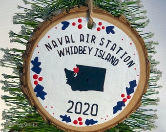Military Base Christmas Ornament, Military Keepsake, Military Wood Ornament, Duty Station Ornament, Army Navy Air Force Marines, Any base