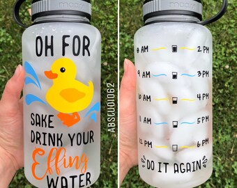 Motivational Water Bottle, Water Intake Tracker, Exercise Water Bottle, Work Out Bottle, Personalized Bottle, Duck Sake Water Bottle