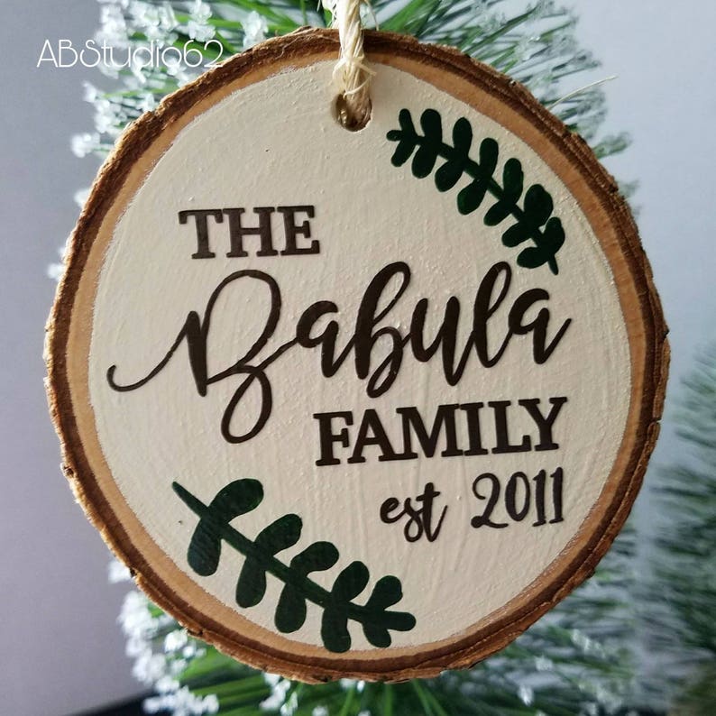 Family Ornament, Family Ornament Personalized, Established Sign, Rustic Family Ornament, Farmhouse Christmas Decor, Christmas Ornament image 1