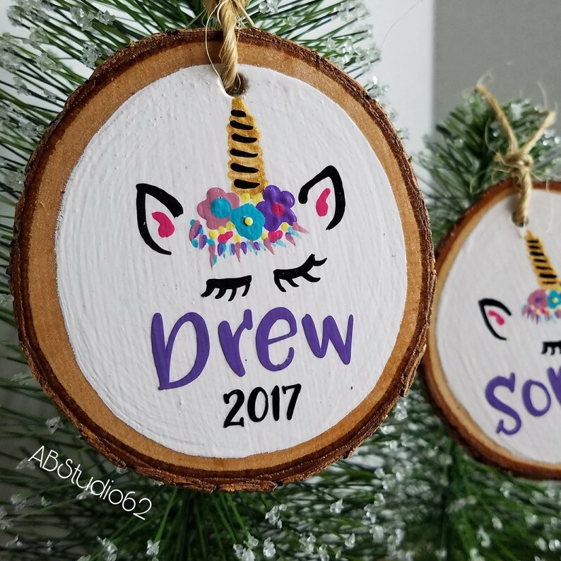 Unicorn Ornament Personalized, Unicorn Christmas Ornament, Little Girl Ornament Personalized, Unicorn Decoration image 3