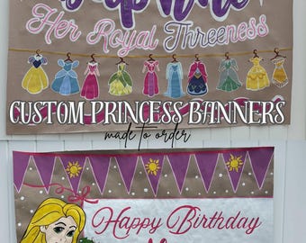 Custom Hand-Painted Kraft Banner: Princess themed Party Decor