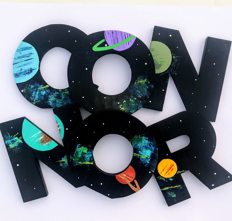 Space Nursery Decor Wooden Letters for Nursery Boy Nursery Etsy