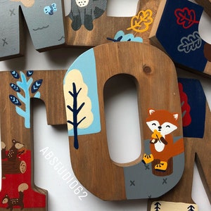 Wooden Letters for Nursery, Camping Nursery Decor, Lumberjack Nursery, Little Campers Set, Hand Painted Wood Letters, Woodland Creatures image 8