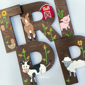 Farm Nursery Decor, Farm Nursery Art, Hand Painted Wood Letters, Old MacDonald, Farm Nursery Letters, Barnyard Wooden Letters for Nursery