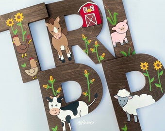 Farm Nursery Decor, Farm Nursery Art, Hand Painted Wood Letters, Old MacDonald, Farm Nursery Letters, Barnyard Wooden Letters for Nursery