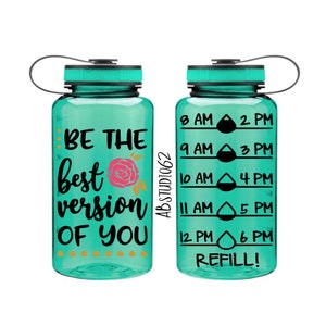 Motivational Water Bottle, Water Intake Tracker, Exercise Water Bottle, Work Out Bottle, Personalized Bottle, Be the Best Version of You image 2