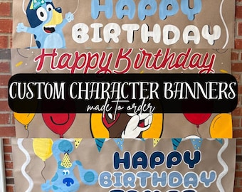 Hand-Painted Character Paper Banner: Custom Party Decor