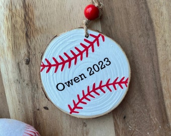 Ornement de baseball personnalisé 2023, Ornement de Noël de baseball avec nom, Baseball pour enfants personnalisé, Cadeau souvenir de Noël d’équipe, Cadeau d’entraîneur