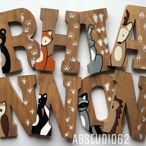 Nursery Name Sign, Nursery Decor, Nursery Wall Art, Wooden Name Sign, Name Sign for Nursery, Woodland Nursery Decor, Woodland Wooden Letters image 7