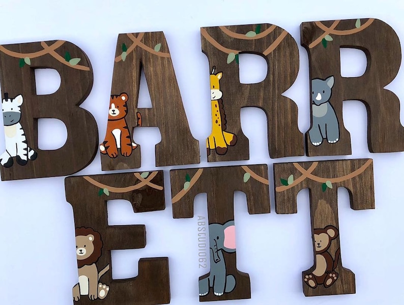 Wooden Letters for Nursery Jungle Nursery Art Jungle Nursery Etsy