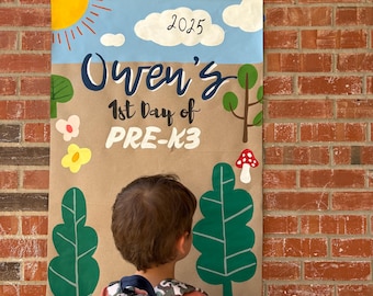 Personalized Hand-Painted Kraft Paper Back to School Banner: Photo Prop