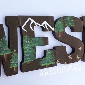 Woodland Nursery Decor, Nature Wood Letters, Nature Nursery Decor, Mountain Nursery Decor, Wilderness Nursery, Wooden Letters for Nursery 画像 7