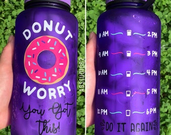Motivational Water Bottle, Donut Water Bottle, Water Intake Tracker, Exercise Water Bottle, Work Out Bottle, Donut Water Tracker, Gym Bottle