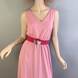 Vintage Pink Maxi Dress// Pink Polyester Dress// 70s Pink Disco Dress