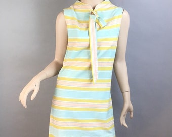 60s Mod Dress// Pastel Mod Shift Dress// Vintage Striped Mini Dress (F1)