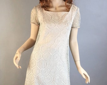 Vintage Mod 60s Dress// Sparkling Silver Vintage Dress// Mod Shift Dress