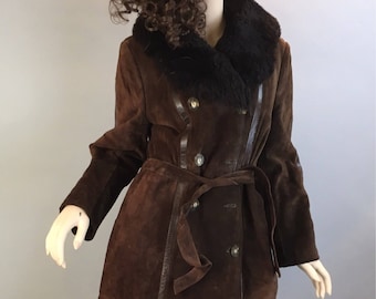 Awesome Penny Lane Coat// 70s Long Suede coat// Hippie Festival Coat (F1)