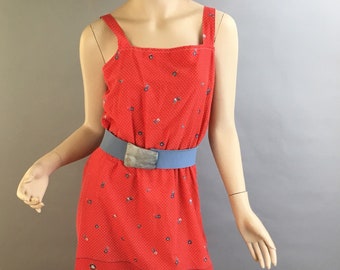Cotton Summer Dress// Vintage 70s Sleeveless Dress// Hippie Festival Dress (F1)