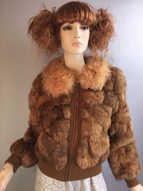 Vintage Rabbit Fur Coat// 70s Disco Fur Coat// Vin