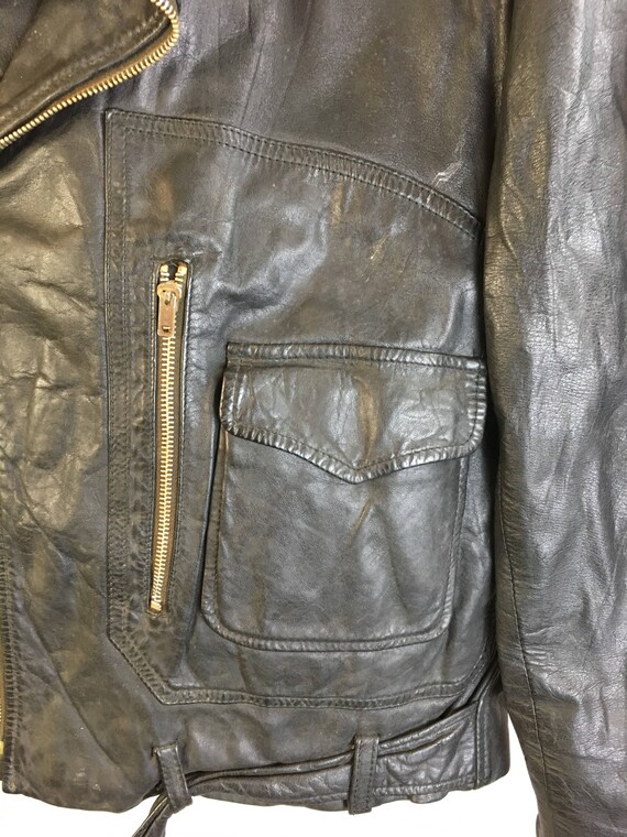 Vintage leather motorcycle jacket// Womens Large … - image 2