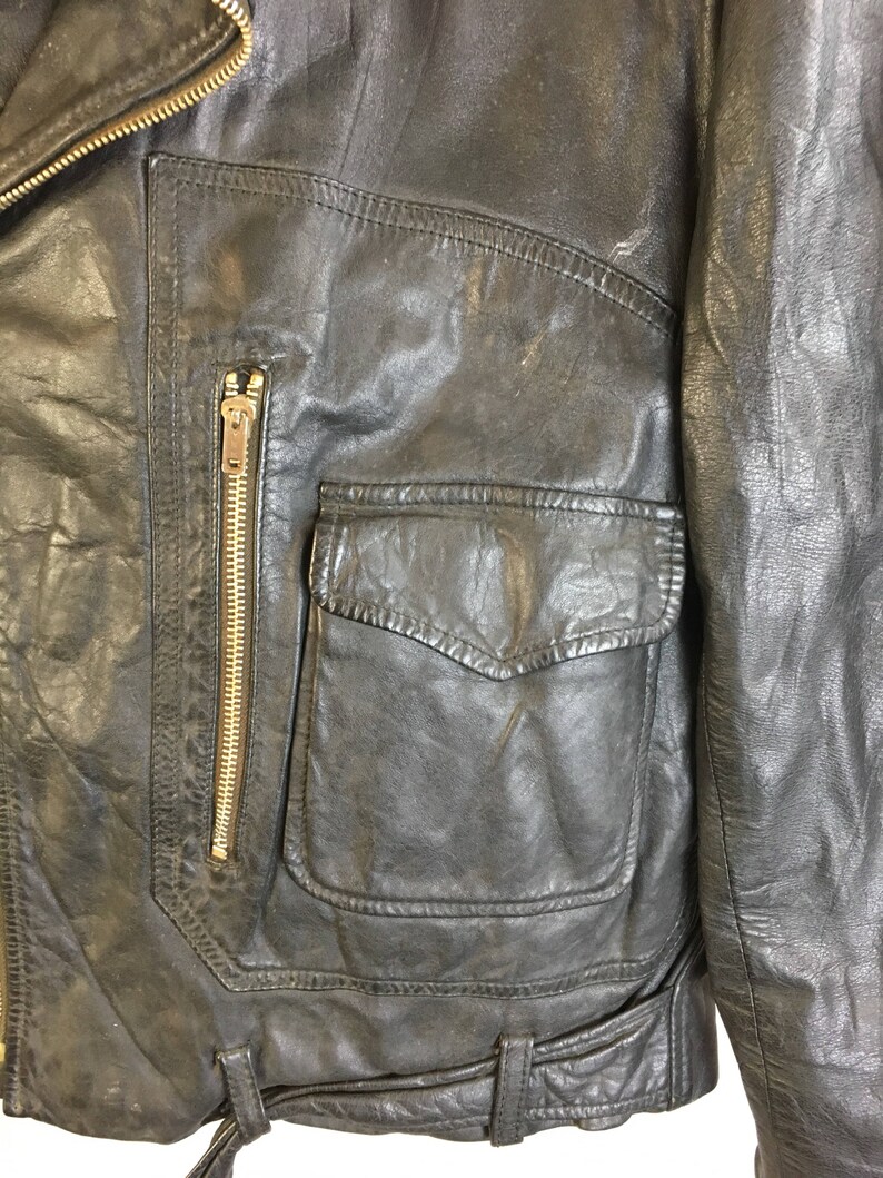 Vintage Leather Motorcycle Jacket// Womens Large Vintage - Etsy