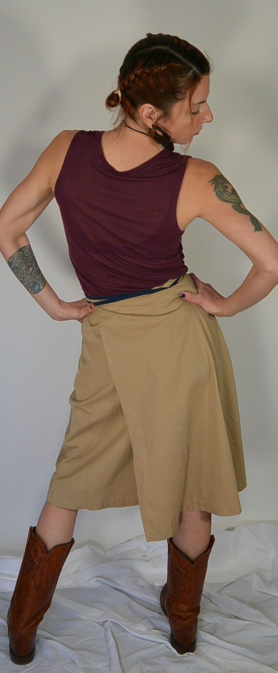 70s Wrap Skirt// Vintage 70s Skirt// Beige Canvas… - image 4