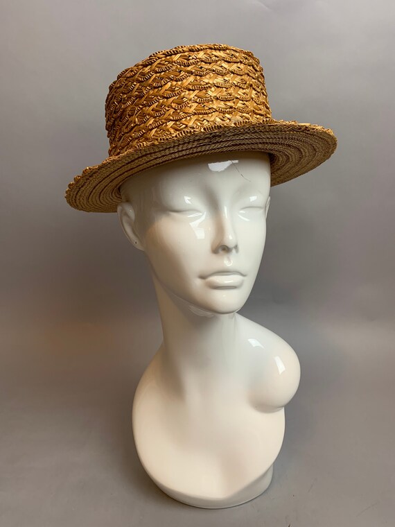 Vintage 20s/30s Straw Hat// Vintage Boater Hat// P
