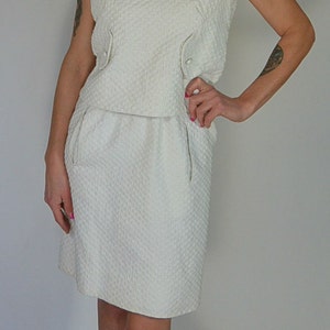 Mod Dress 60s// Vintage Sheath Dress// White 60s Twiggy Dress (F1)