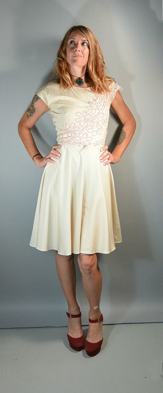 50s Summer Lace Dress// 50s Dress Circle Skirt// … - image 1