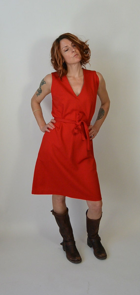 Bright Red Mod Shift// 60s Shift Dress// Mod Dress