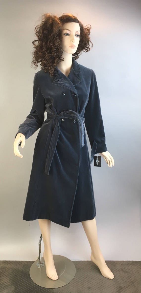 Vintage 80s Velvet Trench Coat// Vintage Long Velv