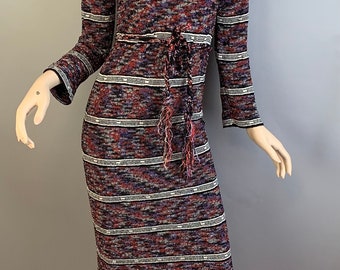 Vintage Disco Dress// 70s Maxi Dress// Vintage 70s Sweater Dress