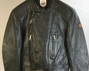 Mens Vintage Motorcycle Jacket // Vintage Leather Jacket// European Leather Motorcycle Jacket (42) (F1)