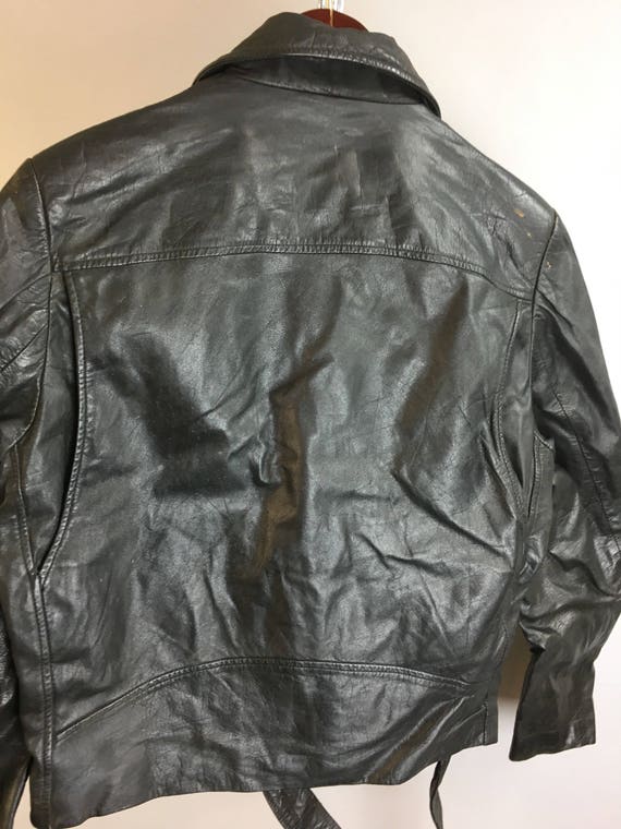 Vintage leather motorcycle jacket// Womens Large … - image 4