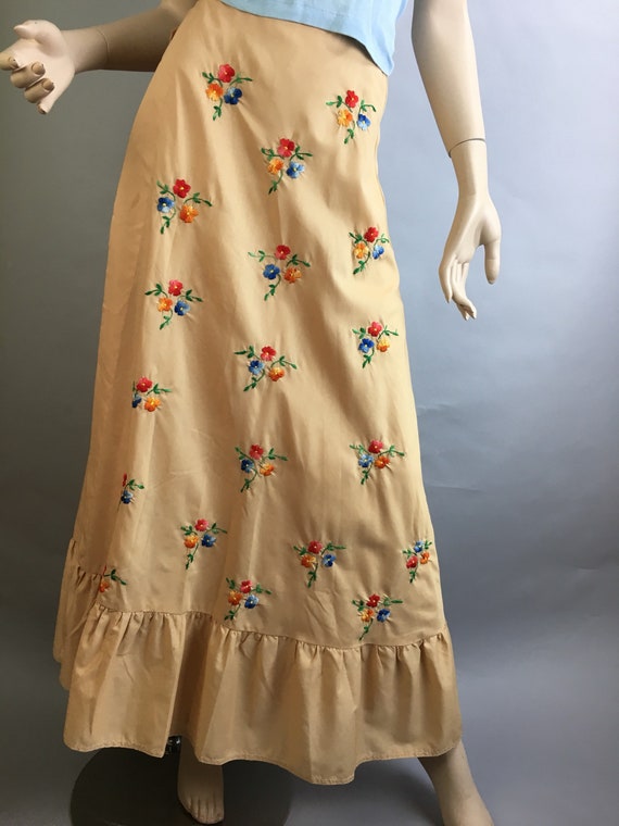 Vintage Embroidered Maxi Skirt// 60s Boho Hippie … - image 2